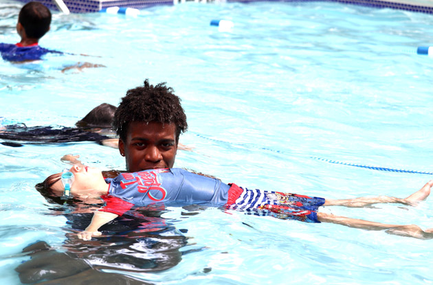 campers swimming at shibley day camp
