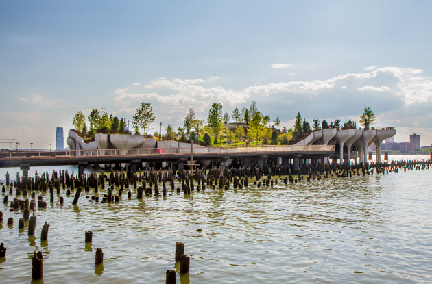 a view of little island from the hudson river greenway