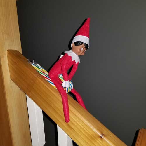 elf on the shelf candy cane sled