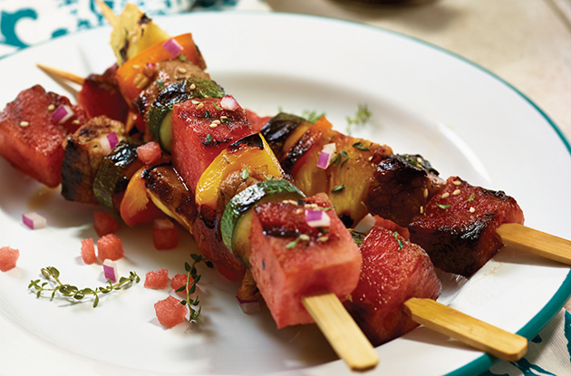 watermelon and pork kabobs